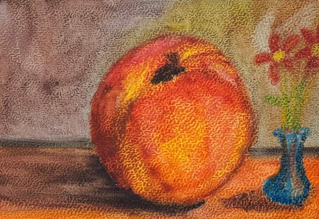 Oil Pastel Peach — original oil pastel painting on textured paper by Diogo Cadavez