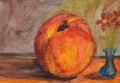 Oil Pastel Peach — original oil pastel painting on textured paper by Diogo Cadavez