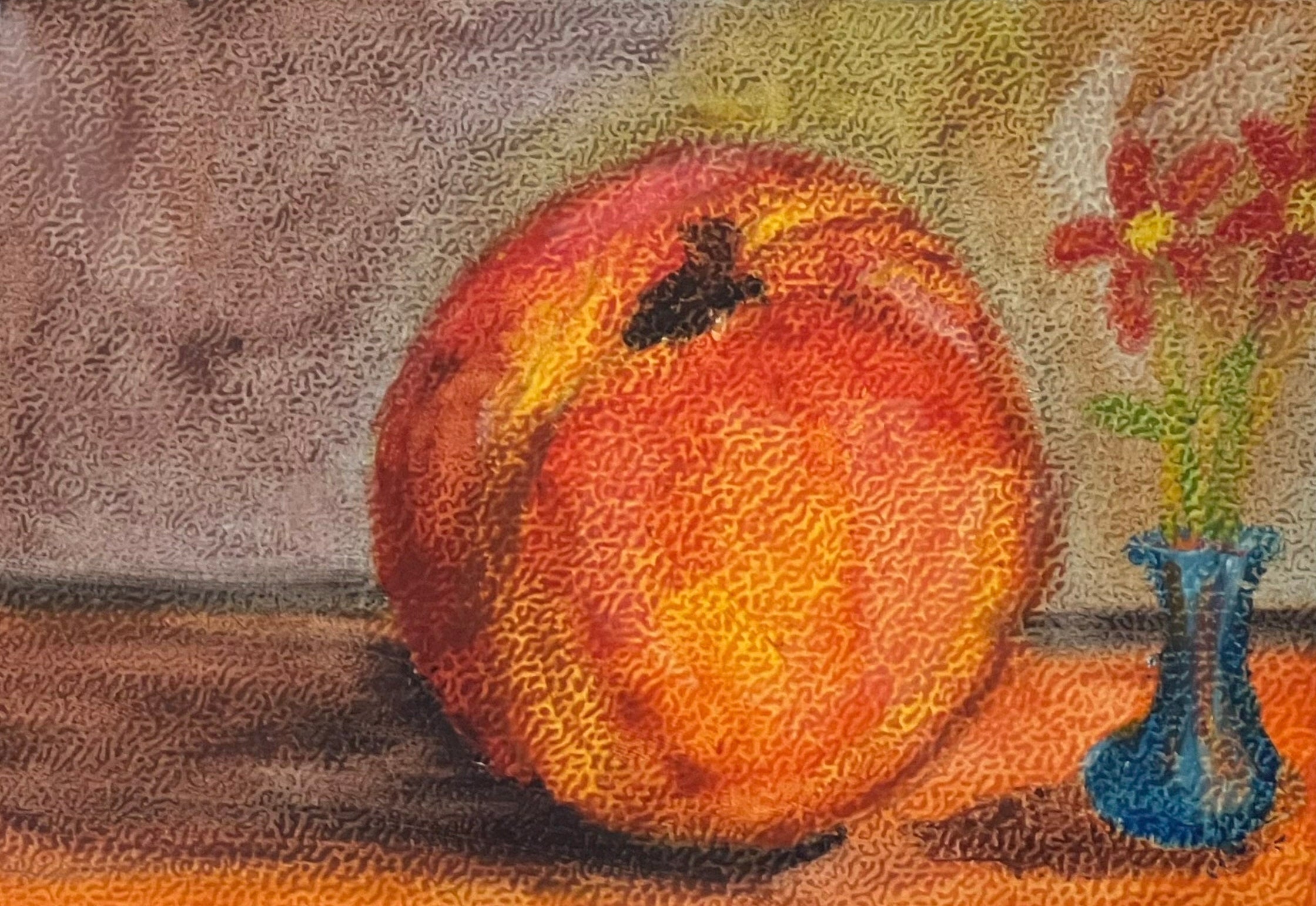 Oil Pastel Peach — original oil pastel painting on textured paper by Diogo Cadavez
