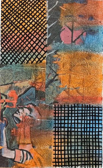 Call of Nature — original mixed media painting, oil pastel and collage, by Diogo Cadavez