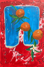 Elephant in the Room — original mixed media painting, acrylic and oil pastel on paper, by Diogo Cadavez