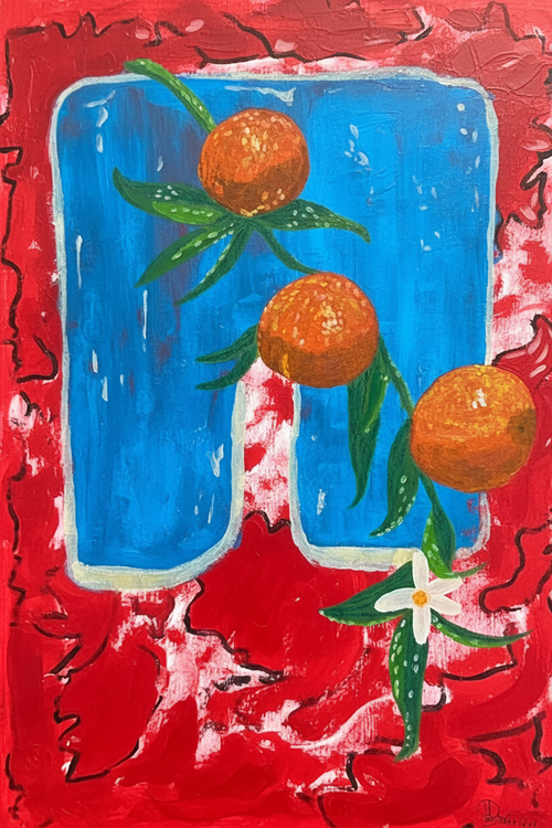 Elephant in the Room — original mixed media painting, acrylic and oil pastel on paper, by Diogo Cadavez