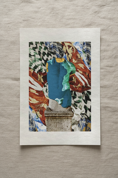 Heart of Gold art print shown on linen